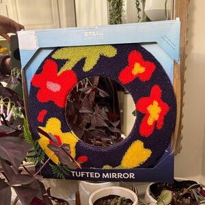 Urban Outfitters Colorful Floral Tufted Mirror - Red, Yellow, Green